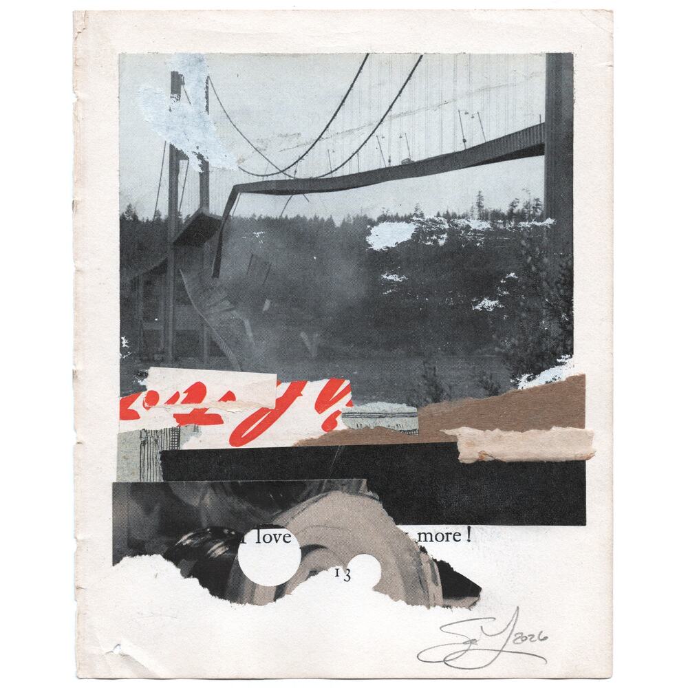 Original Mixed Media Modern Art Collage "Cathexis" 5.25x6.75" Signed